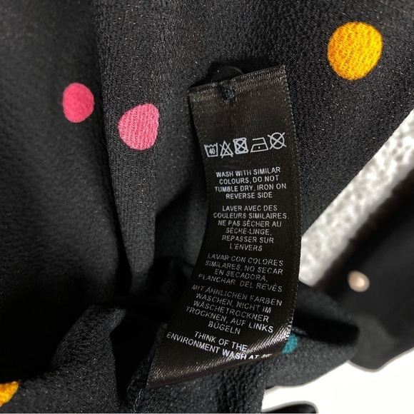 NEW ASOS Fluted Bell Sleeve Polka Dot Skater Dress Black Semi Sheer Size 4 - Picture 6 of 7